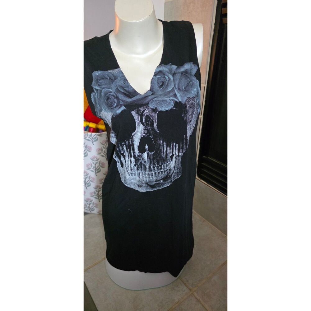 Skull Graphic V-Neck Mini Dress - Women's Size Large